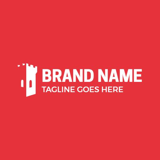 Bold Red Castle Design Symbolizing Strength and Heritage Logo Template