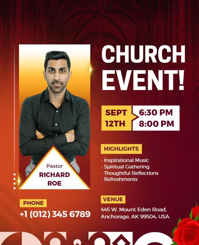 Bold Red Church Event Gathering Poster Template