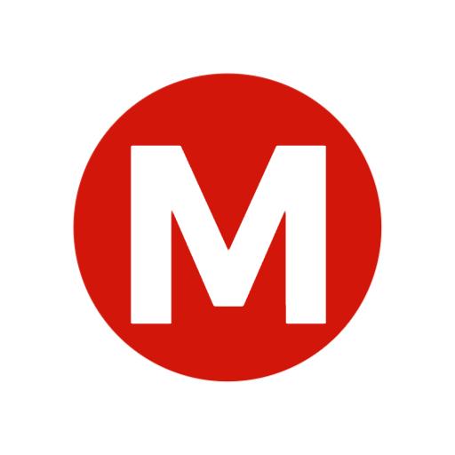 Bold Red Circular Design Featuring Letter M in Alphabet Logo Template