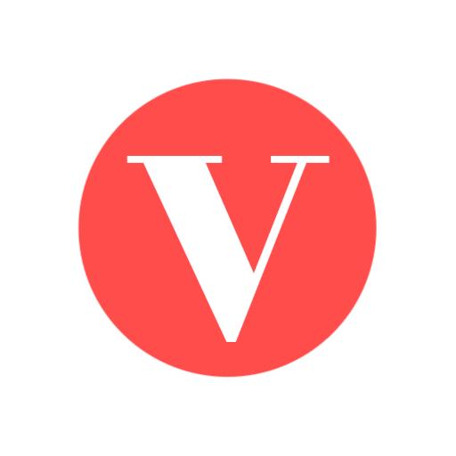 Bold Red Circular Design Featuring the Letter V Alphabet Logo Template
