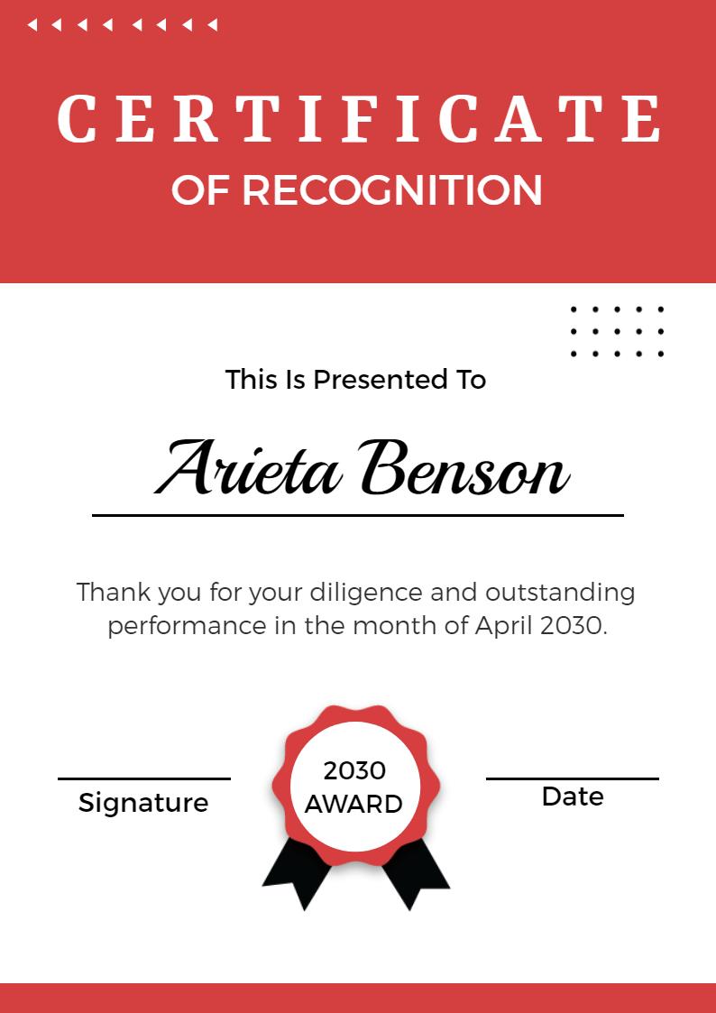 Bold Red Contemporary Excellence Recognition Certificate Template