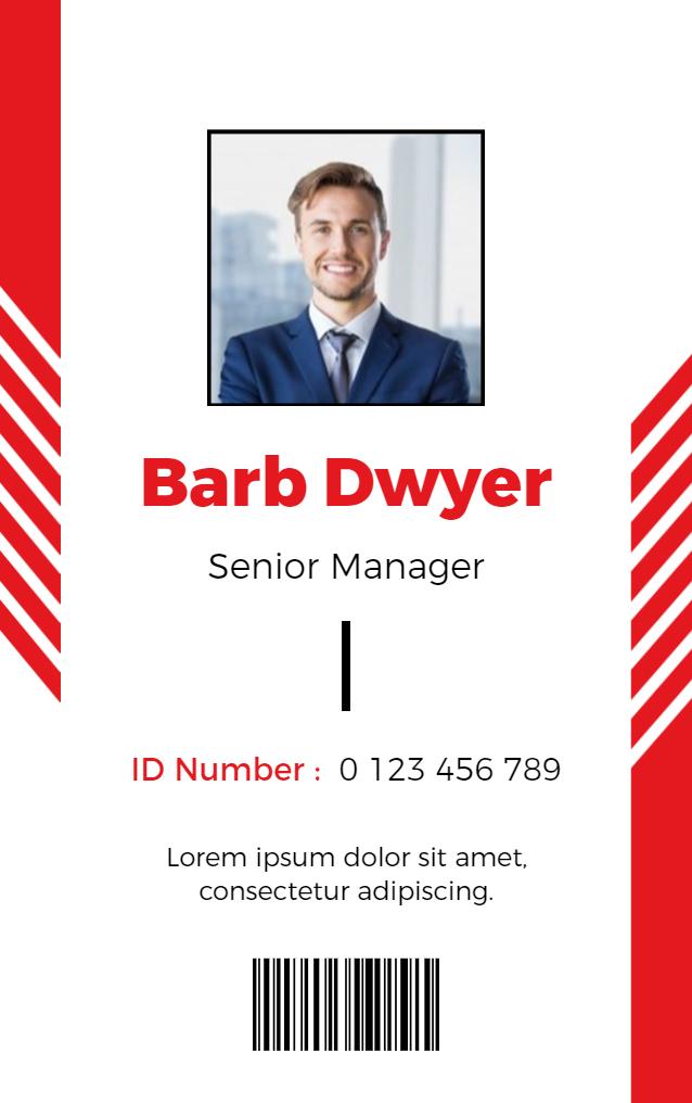 Bold Red Corporate Senior Manager Identity Card Template