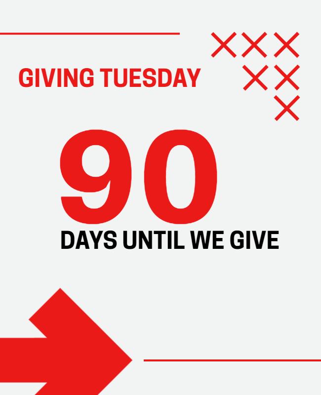 Bold Red Countdown for Giving Tuesday Charity Poster Template