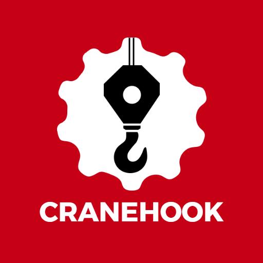 Bold Red Cranehook Design Representing Heavy Lifting Logo Template