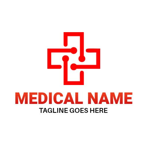 Bold Red Cross Symbol Representing Community Pharmacy Logo Template
