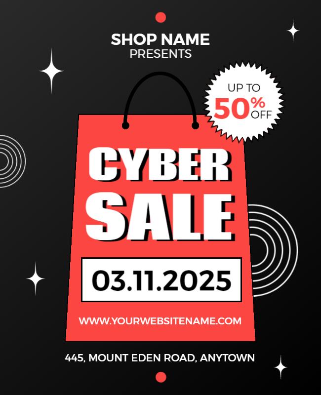 Bold Red Cyber Sale Discount Event Poster Template