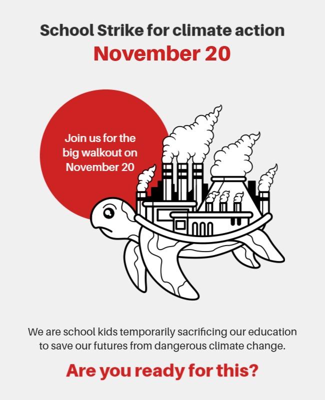 Bold Red Environmental School Strike for Climate Action Poster Template