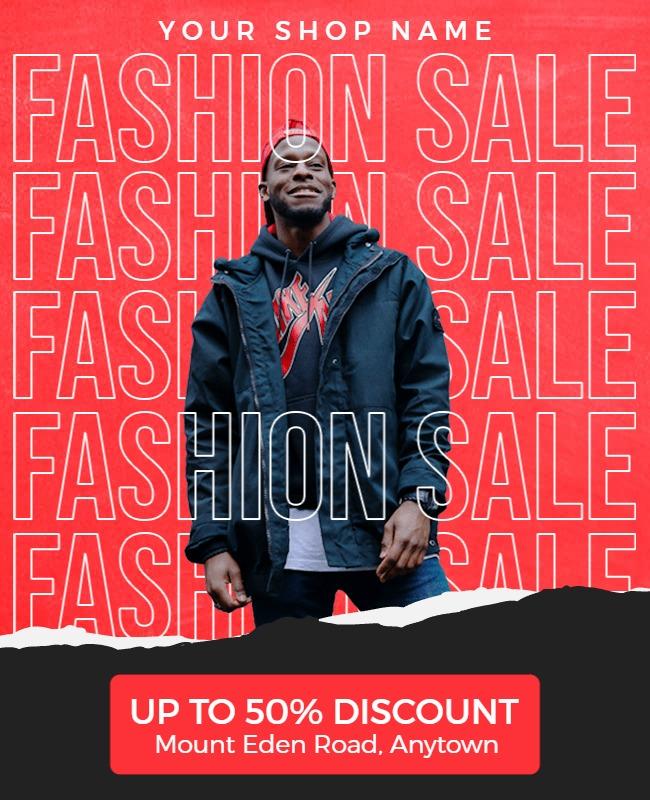 Bold Red Fashion Sale Event Flyer Template