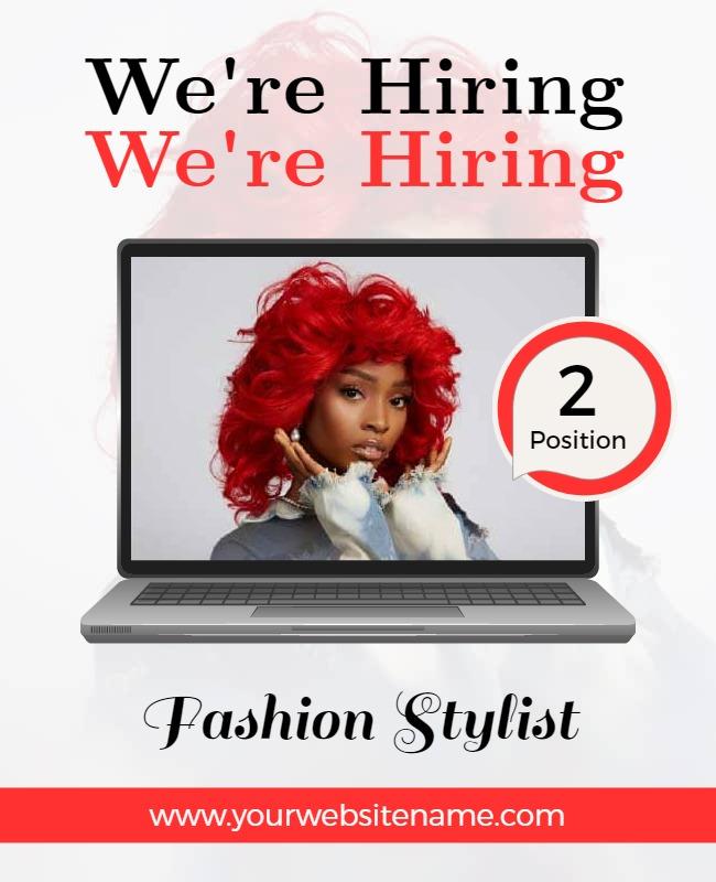 Bold Red Fashion Stylist Hiring Announcement Poster Template