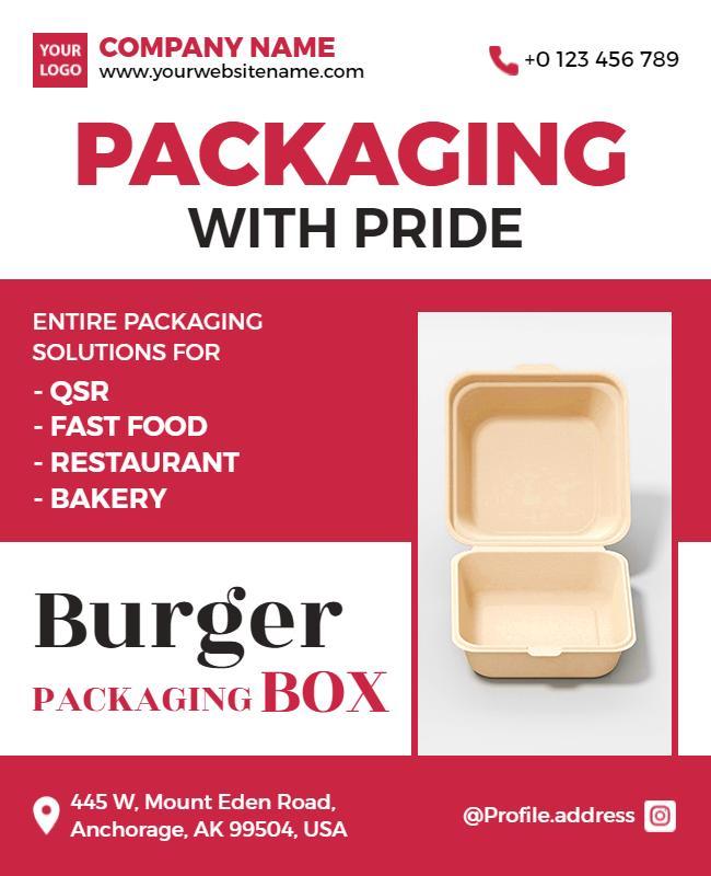 Bold Red Fast Food Packaging Solutions Poster Template