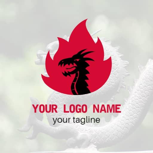 Bold Red Fire Design Featuring Dragon Imagery Logo Template