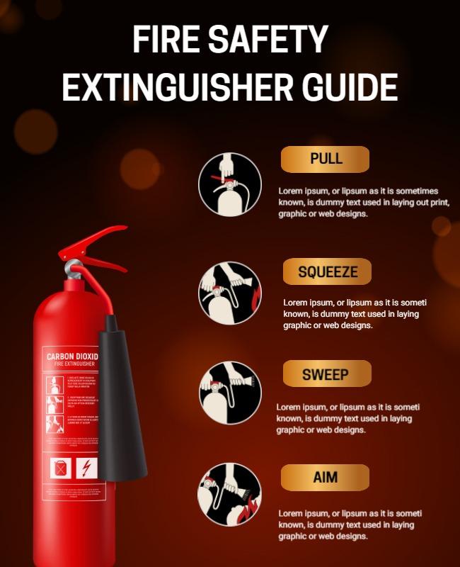 Bold Red Fire Safety Extinguisher Instruction Guide Poster Template