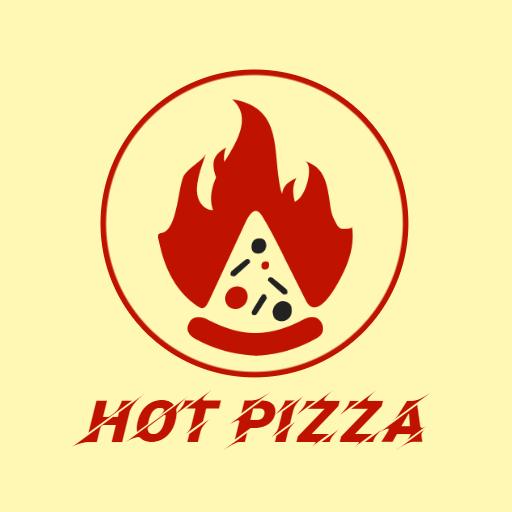 Bold Red Flames Indicating Hot Pizza Design Logo Template