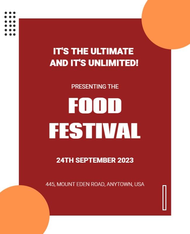 Bold Red Food Festival Event Announcement Poster Template