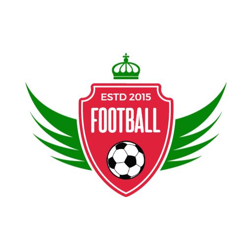 Bold Red Football Badge Featuring Crown and Wings Logo Template