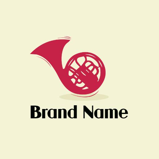 Bold Red French Horn Emphasizing Jazz Music Logo Template