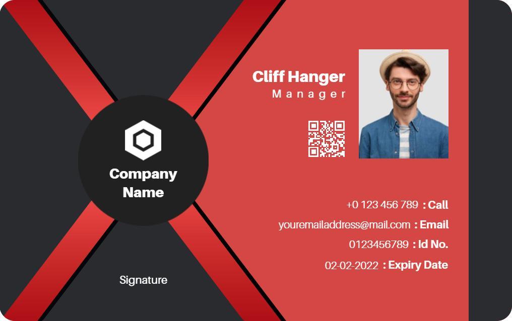 Bold Red Geometric Modern Identity Card Template