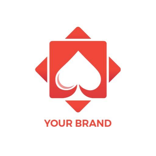 Bold Red Gradient Elements Featuring Heart Icon Logo Template
