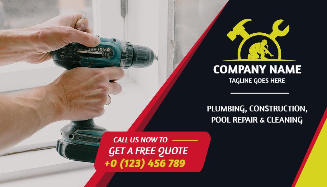 Bold Red Handyman Services Business Card Template