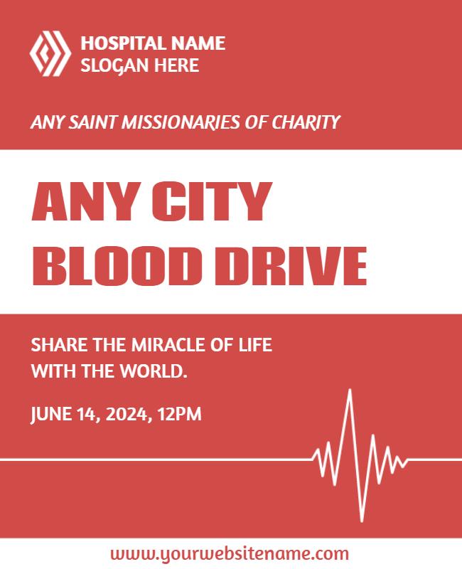 Bold Red Health Awareness Blood Drive Poster Template