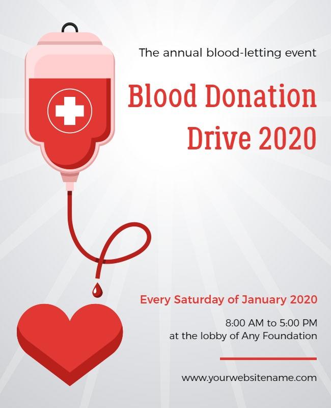 Bold Red Heart Health Blood Donation Drive Poster Template