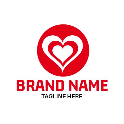 Bold Red Heart Symbol Expresses Love and Care in Heart Logo Template