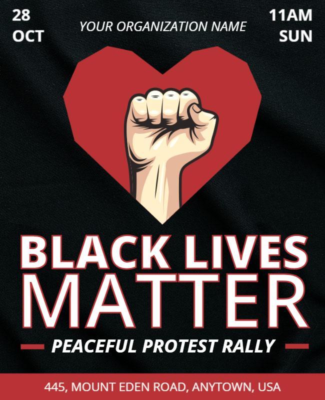 Bold Red Heart Symbol Protest Rally Poster Template