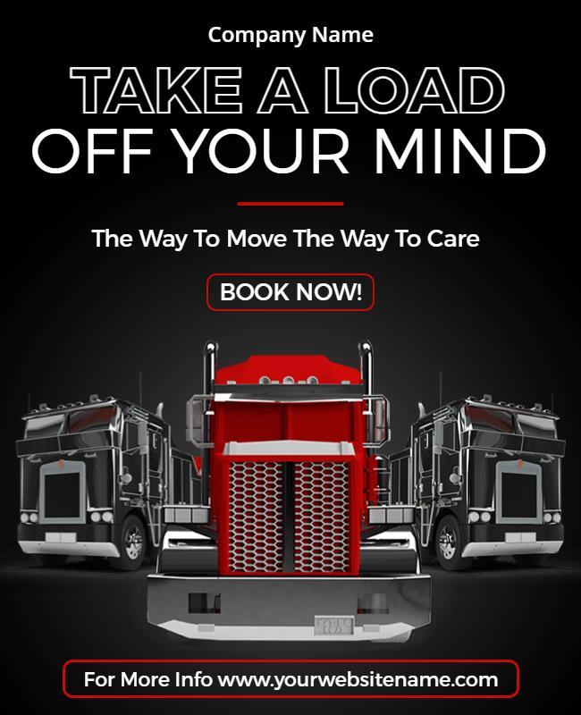 Bold Red Heavy-Duty Truck Transportation Services Poster Template