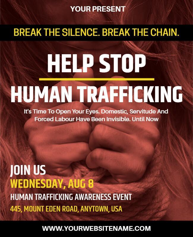 Bold Red Human Trafficking Awareness Event Poster Template