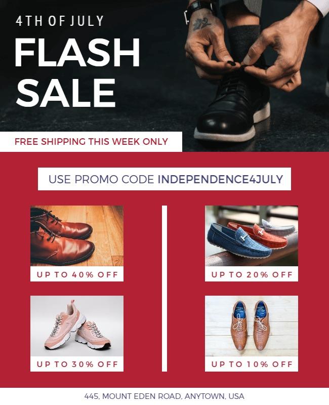 Bold Red Independence Day Flash Sale Poster Template
