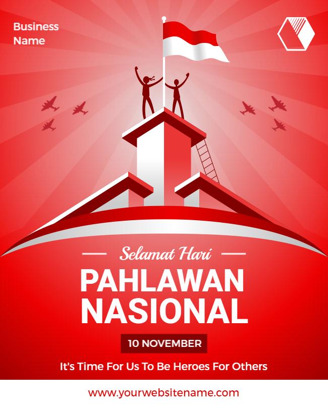 Bold Red Independence Day National Hero Celebration Poster Template
