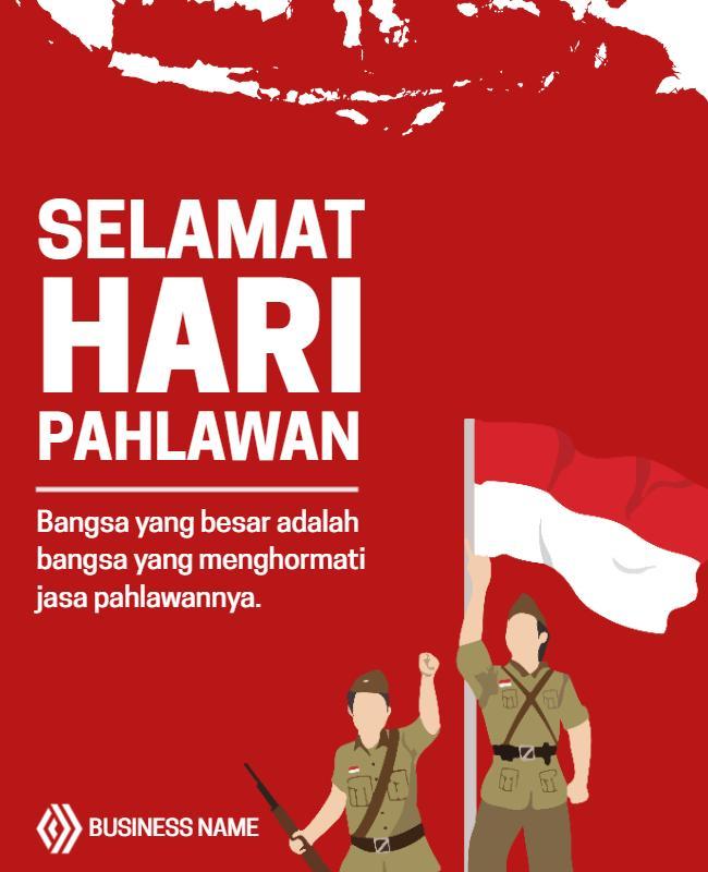 Bold Red Indonesian National Heroes Day Celebration Poster Template