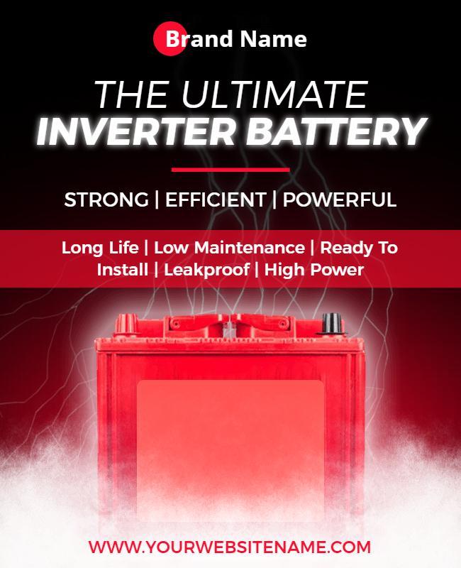 Bold Red Inverter Battery Product Promotion Poster Template