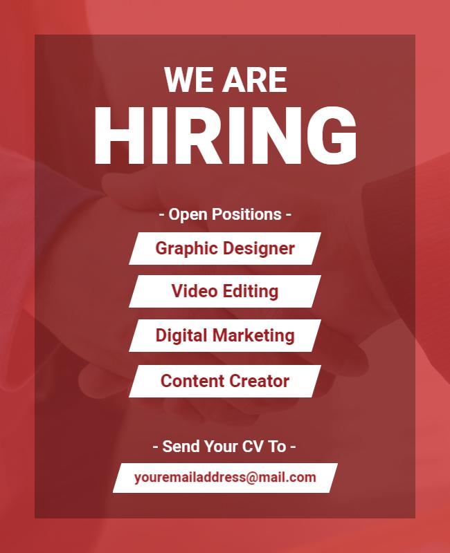 Bold Red Job Recruitment Announcement Poster Template