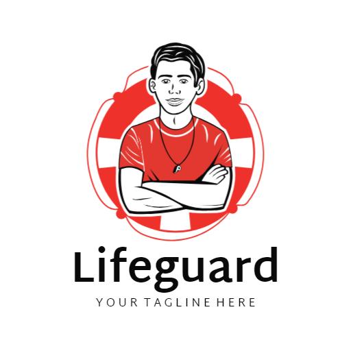 Bold Red Lifeguard Design Featuring Safety and Protection Logo Template