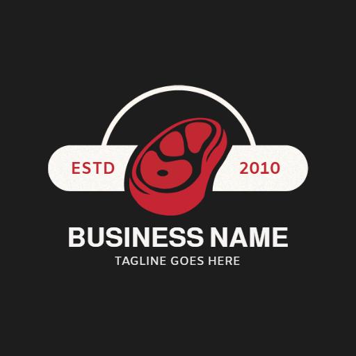 Bold Red Meat Emblem Showcasing Quality Cuts Logo Template