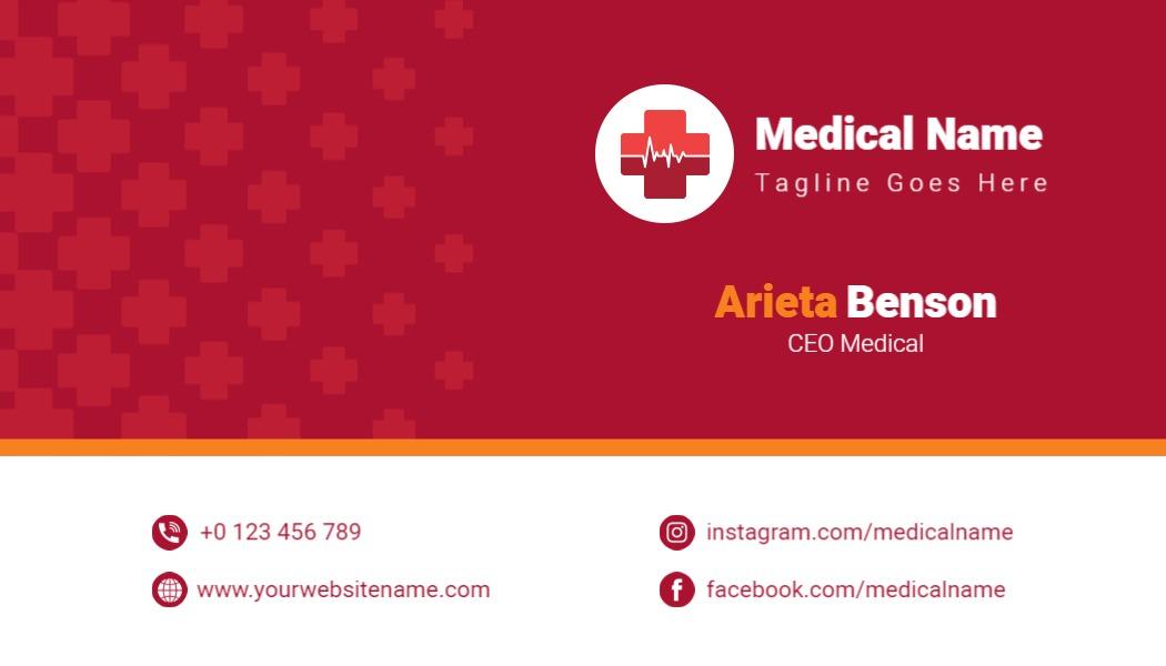 Bold Red Medical Services Healthcare Business Card Template