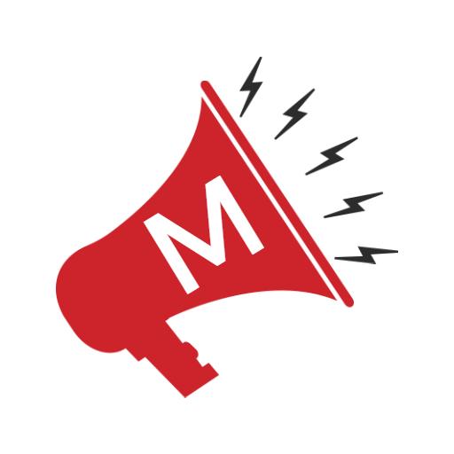 Bold Red Megaphone Design Featuring Letter M Alphabet Logo Template
