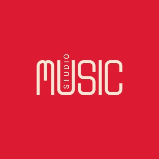 Bold Red Minimalist Design for Music Studio Logo Template