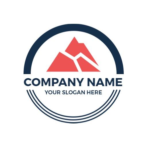 Bold Red Mountain Within Circular Frame for Outdoor Adventure Logo Template