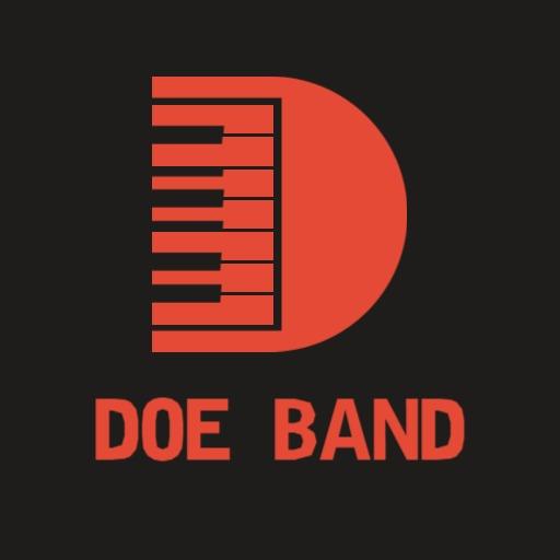Bold Red Music Logo Featuring Piano Keys and Band Influence Logo Template