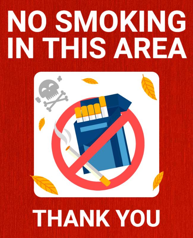 Bold Red No Smoking Warning Sign Poster Template