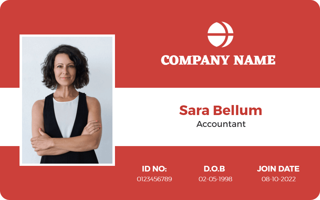Bold Red Professional Accountant Identity Card Template