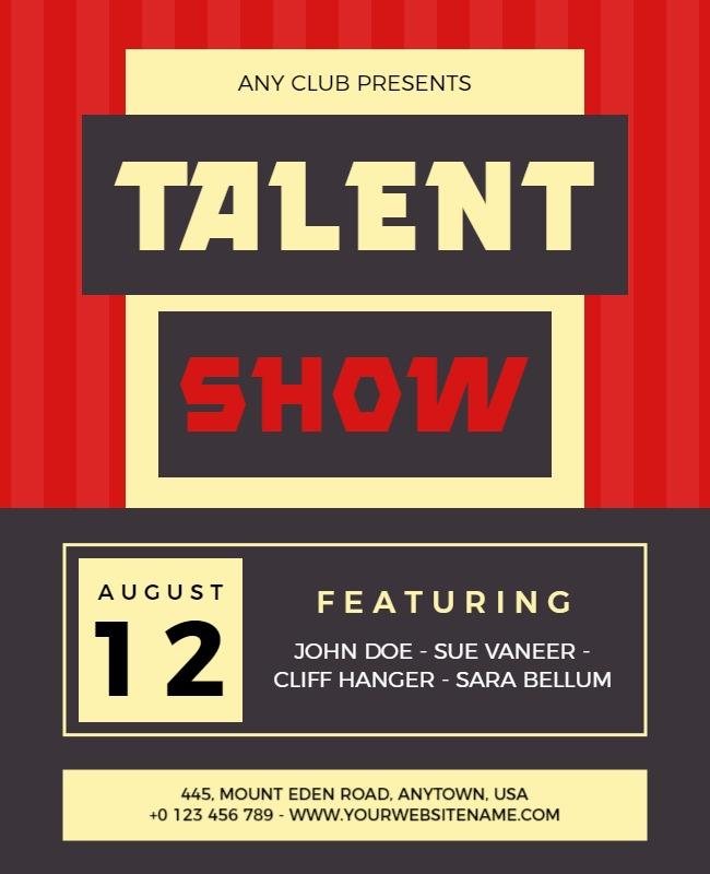 Bold Red Retro Talent Show Event Poster Template