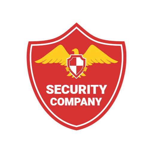 Bold Red Security Shield Featuring Eagle Badge Logo Template