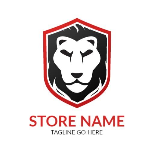 Bold Red Shield Featuring a Majestic Lion Symbol Logo Template
