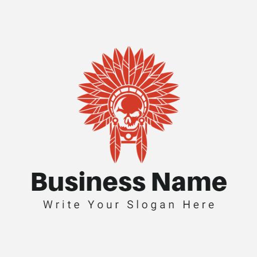 Bold Red Skull Design with Tribal Inspired Elements Logo Template