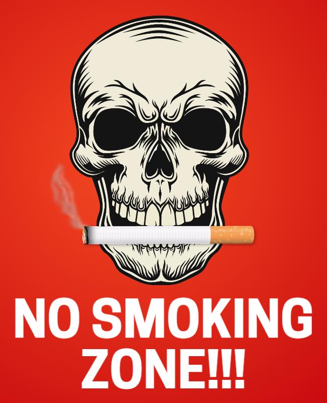 Bold Red Skull No Smoking Zone Warning Poster Template