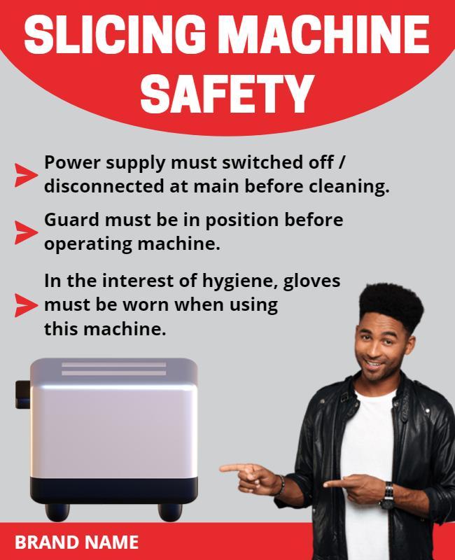 Bold Red Slicing Machine Safety Instructions Poster Template