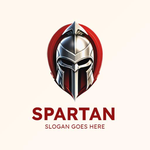 Bold Red Spartan Helmet Design Showcasing Strength Logo Template